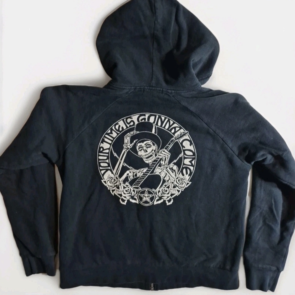 Obey Black Zip Up Hoodie Small Skull Graphic Streetwear